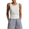 Polo Ralph Lauren Long & Lean Cotton Jersey Lounge Tank In Egret