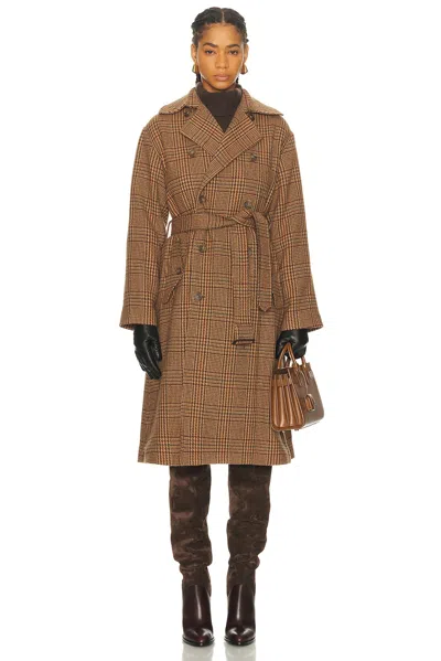 Polo Ralph Lauren Long Coat In Brown