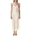 Polo Ralph Lauren Slip Satin Midi Dress In Beige