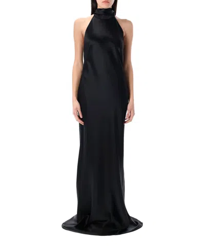 Polo Ralph Lauren Ralph Lauren Chilton Stretch Satin Evening Dress In Black