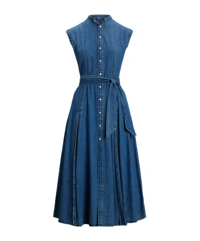 POLO RALPH LAUREN POLO RALPH LAUREN BELTED SLEEVELESS DENIM DRESS