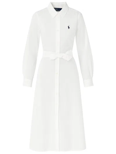 Polo Ralph Lauren Long Dress With Logo In White