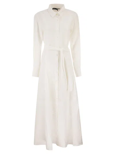 Polo Ralph Lauren Long Linen Shirt Dress With Belt In White