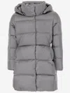 Polo Ralph Lauren Long Padded Down Jacket With Logo In Gray