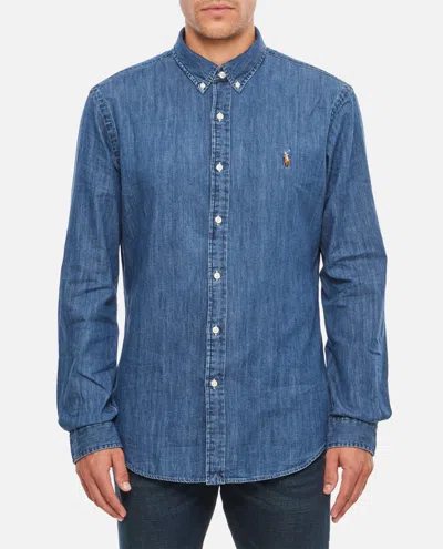 Polo Ralph Lauren Long Sleeeve Sport Shirt In Blue