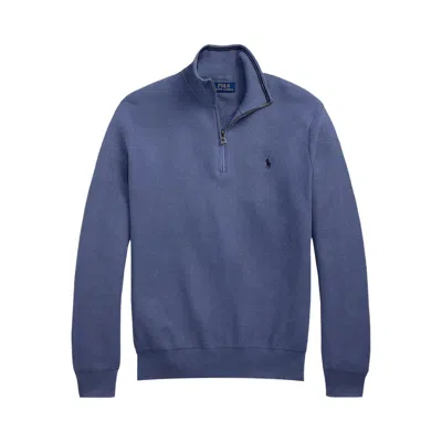 Pre-owned Polo Ralph Lauren Long-sleeve 1/2 Zip Sweater 'capri Blue' | Men's Size M