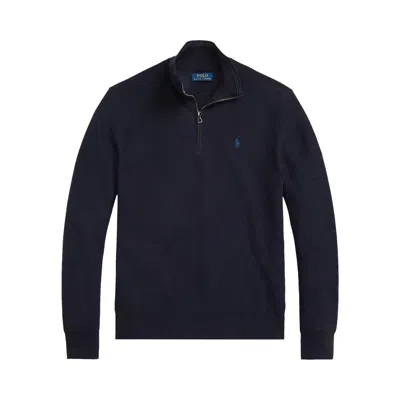 Pre-owned Polo Ralph Lauren Long-sleeve 1/2 Zip Sweater 'navy Heather' | Blue | Men's Size M