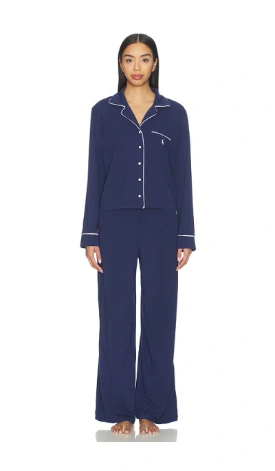 Polo Ralph Lauren Long Sleeve & Pant Pajama Set In Blue