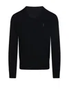 Polo Ralph Lauren Long Sleeve Black Wool Sweater In Black
