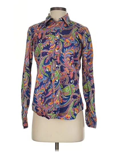 Pre-owned Polo Ralph Lauren Long Sleeve Blouse In Blue