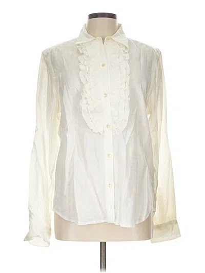 Pre-owned Polo Ralph Lauren Long Sleeve Blouse In Ivory