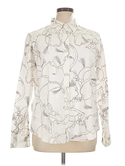 Pre-owned Polo Ralph Lauren Long Sleeve Blouse In Ivory