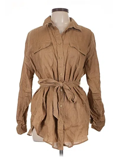 Pre-owned Polo Ralph Lauren Long Sleeve Blouse In Tan