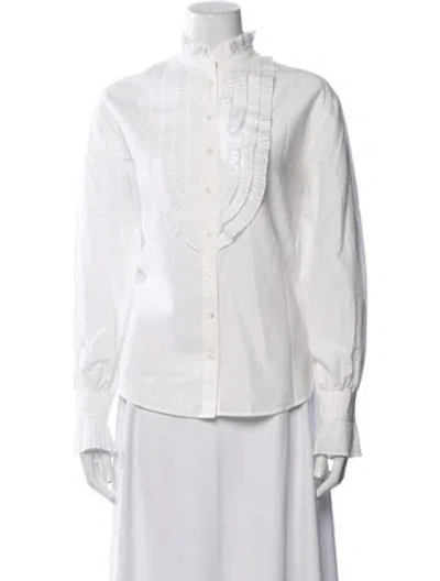 Pre-owned Polo Ralph Lauren Long Sleeve Blouse In White