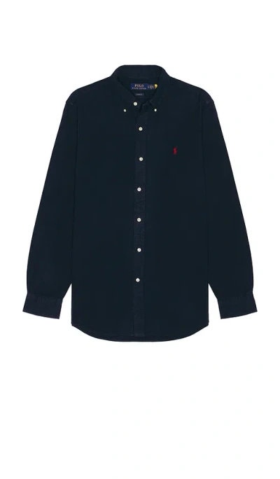 Polo Ralph Lauren Classic Fit Linen-cotton Shirt In Newport Navy