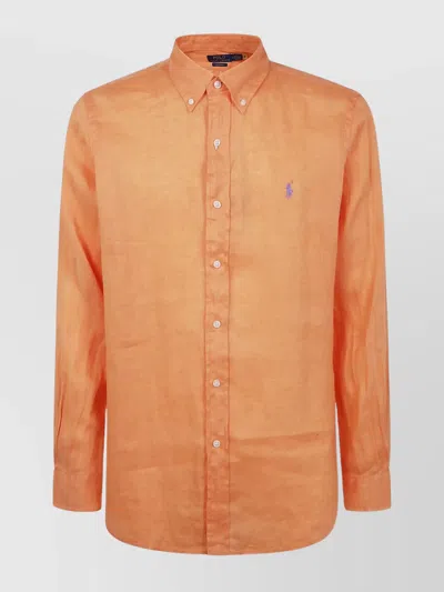Polo Ralph Lauren Long Sleeve Button-down Collar Shirt In Yellow
