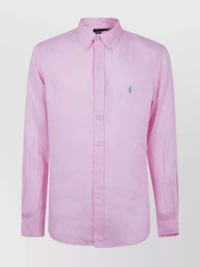 Polo Ralph Lauren Long Sleeve Button-down Collar Shirt In Pink