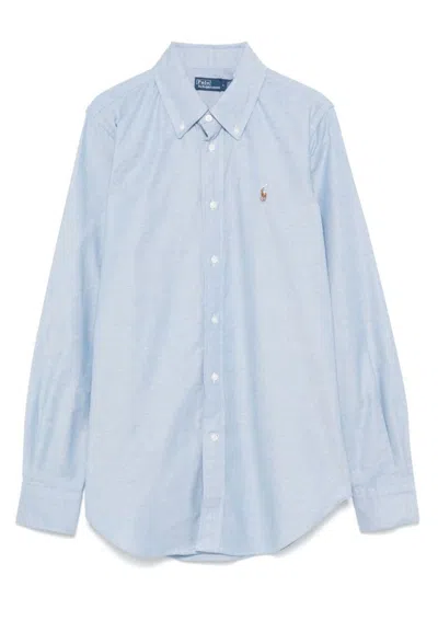 Polo Ralph Lauren Long Sleeve Button Front Shirt In Blue