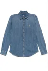 Polo Ralph Lauren Long Sleeve Button Front Shirt In Blue