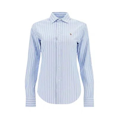 Pre-owned Polo Ralph Lauren Long-sleeve Button Front Shirt 'light Blue/white' | Women's Size 4