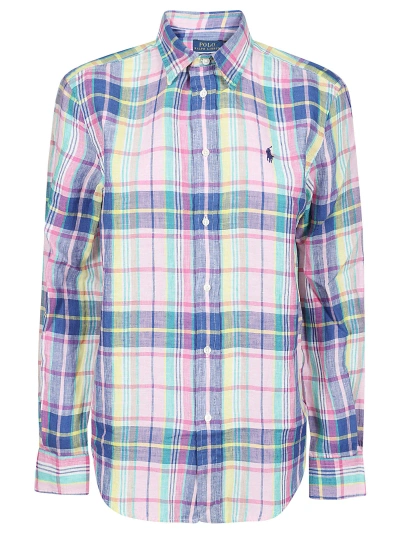 Polo Ralph Lauren Long Sleeve Button Front Shirt In Pink/blue/multicolor