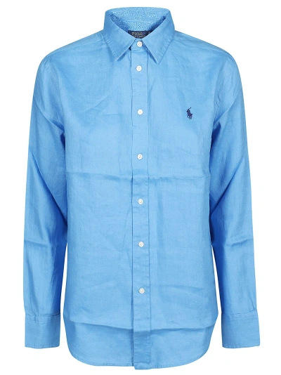 Polo Ralph Lauren Long Sleeve Button Front Shirt In Riviera Blue