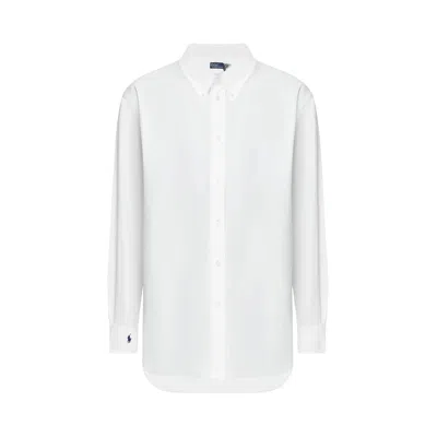Pre-owned Polo Ralph Lauren Long-sleeve Button Front Shirt 'white' | Women's Size S