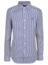Polo Ralph Lauren Shirt Long Sleeves Striped Pattern In White/fall Royal