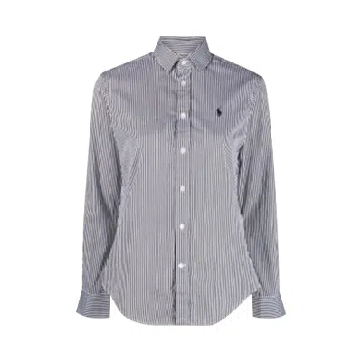Pre-owned Polo Ralph Lauren Long-sleeve Button Front Shirt 'white/polo Black' | Women's Size 8