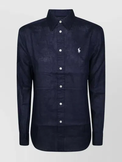 Polo Ralph Lauren Classic Long Sleeve Button Front Shirt In Blu