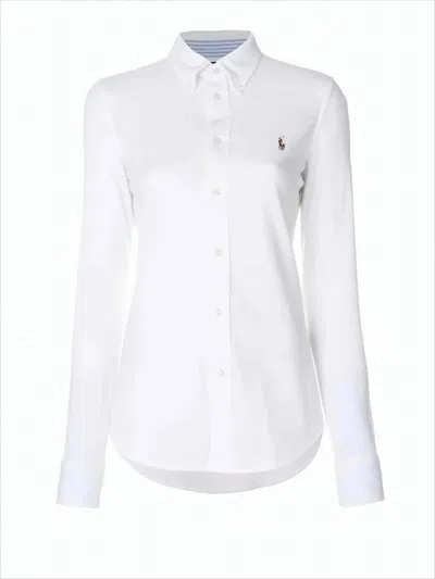 POLO RALPH LAUREN LONG-SLEEVE BUTTON-UP SHIRT WITH CURVED HEM AND LOGO