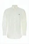 Polo Ralph Lauren Long-sleeve Button-up Shirt With Pointed Collar And Embroidered Logo In White