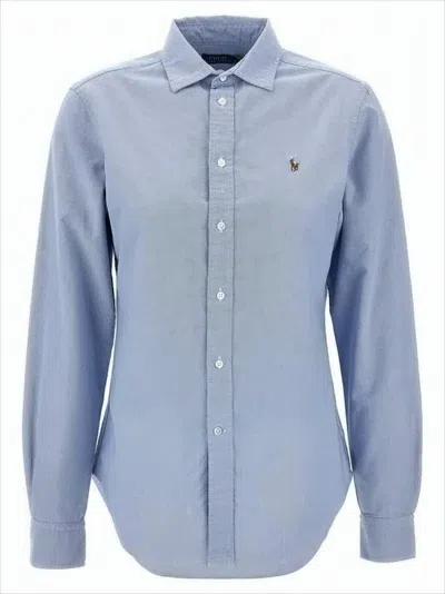 Polo Ralph Lauren Long-sleeve Button-up Shirt With Pointed Collar In Blue