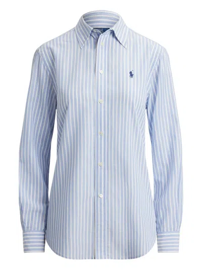 Polo Ralph Lauren Long Sleeve Button-up Striped Shirt In Blue