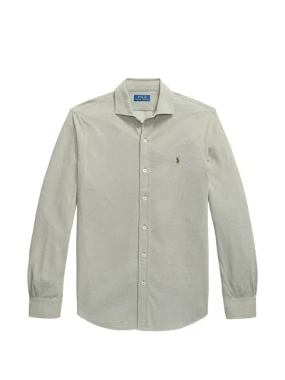 Polo Ralph Lauren Long-sleeve Buttoned Shirt In Gray
