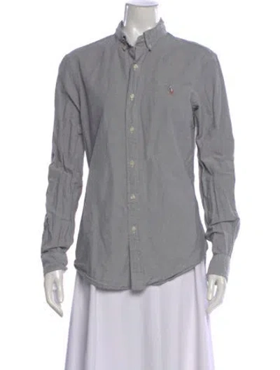 Pre-owned Polo Ralph Lauren Long Sleeve Button-up Top In Gray