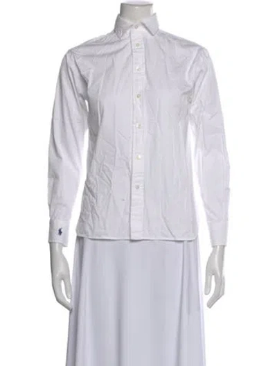 Pre-owned Polo Ralph Lauren Long Sleeve Button-up Top In White