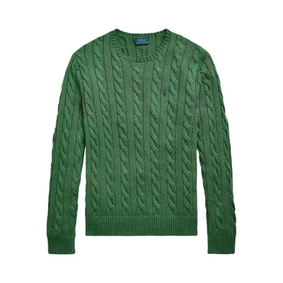 Pre-owned Polo Ralph Lauren Long-sleeve Cable Knit Crewneck Sweater 'kale Green' | Men's Size L