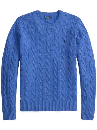 Polo Ralph Lauren Long Sleeve Cable Knit Pullover With Fitted Silhouette In Blue