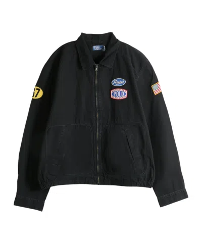 Polo Ralph Lauren Long Sleeve Canvas Lingmoor F1 Windbreaker In Black