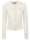 Polo Ralph Lauren Logo Contrast Knit Cardigan In Neutral
