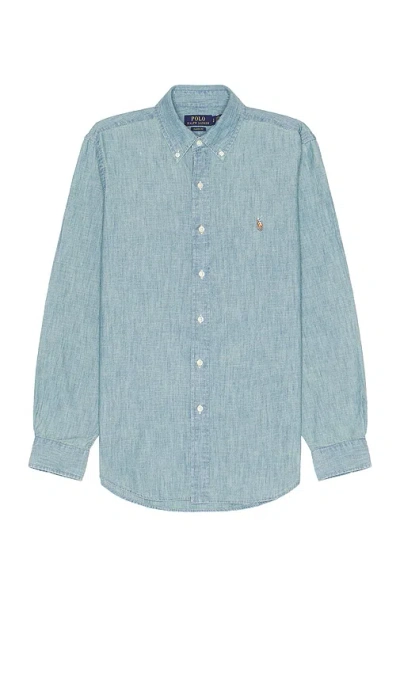 Polo Ralph Lauren Men Light Blue Logo Embroidered Shirt, Xl Luxury Shirts For Men Darveys