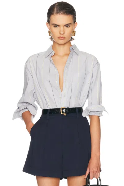 Polo Ralph Lauren Long Sleeve Collared Shirt In Blue