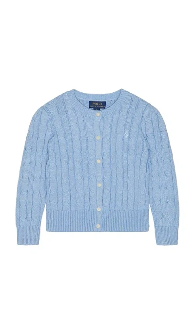 Polo Ralph Lauren Long Sleeve Cotton Cable Knit Cardigan In Blue