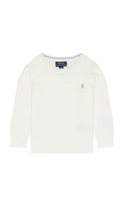 Polo Ralph Lauren Long Sleeve Cotton Cable Knit Crewneck Sweater In White