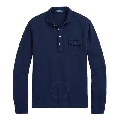 Polo Ralph Lauren Long Sleeve Mesh Polo In Navy In Blue