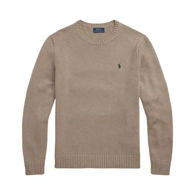 Pre-owned Polo Ralph Lauren Long Sleeve Cotton Shaker Knit Crewneck Sweater 'sweaters' | Tan | Men's Size S In Brown