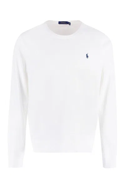 Polo Ralph Lauren White Cotton Blend Sweatshirt With Logo