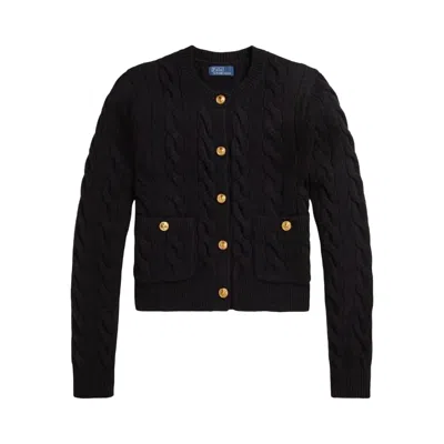 Pre-owned Polo Ralph Lauren Long-sleeve Crew Neck Cardigan 'polo Black' | Women's Size S