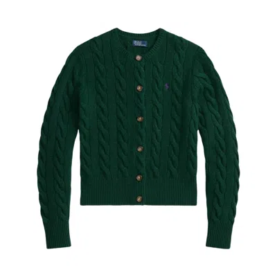 Pre-owned Polo Ralph Lauren Long Sleeve Crew Neck Cardigan Sweater 'cardigans' | Green | Women's Size S